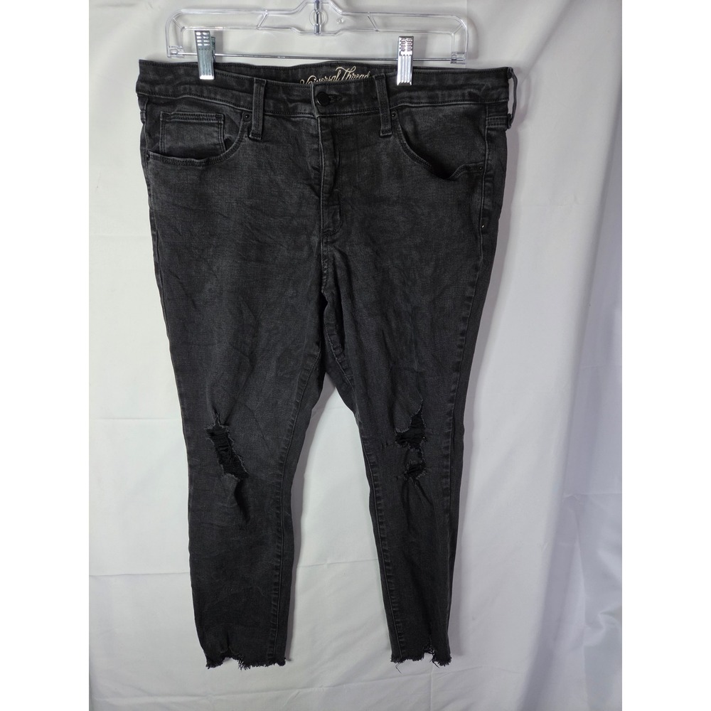 Universal Thread Mens Mid Rise Skinny Distressed Black Jeans
